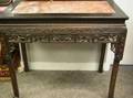 Chinese Marble Inset Carved Hardwood Table