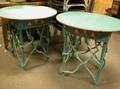 Pair of Green and Salmon Painted Adirondack Occasional Tables