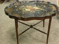 Regencystyle Mahogany Coffee Table and a Floral Decorated Lacquer Tray