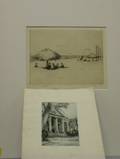 Lot of Two Prints Including a Beach Scene and House Facade