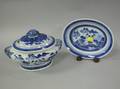 Canton Blue and White Porcelain Sauce Tureen and Undertray