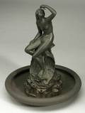 Wedgwood Black Basalt Figural Flower Holder and Underbowl