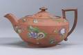 Wedgwood Enamel Decorated Rosso Antico Teapot and Cover