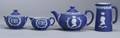 Wedgwood Fourpiece Edward VIII Dark Blue Jasper Dip Tea Set