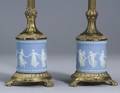 Pair of Wedgwood Solid Light Blue Jasper Drum Bases