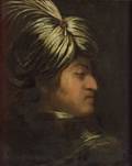 Italian School 18th Century Style Profile of a Gentleman in a Feathered Turban