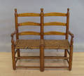 Maple love seat with rush bottom