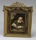 German Painted Porcelain Plaque of a Scholar