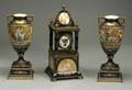 Three Piece Assembled Vienna Porcelain Handpainted Timepiece Garniture