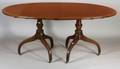 George III Style Crossbanded Mahogany Three Pedestal Dining Table