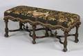 Continental Baroquestyle Needlework Upholstered Mahogany Bench
