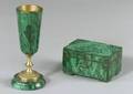 Malachite Veneered Trinket Box and Spill Vase