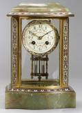French Onyx and Champleve Enamel Mantel Clock
