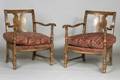 Pair of Continental Beechwood Armchairs