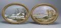 Pair of Enamel Decorated Redware Plaques