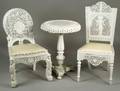 Lot of Three White Painted Burmese Carved Hardwood Furniture Articles