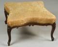 Louis XV Style Carved Walnut Ottoman and Low Armchair