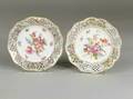 Two Sets of Six German Reticulated Dessert Plates