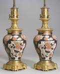 Pair of Bronze Mounted Chinese Imari Porcelain Oil Lamp Bases