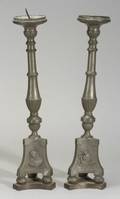 Pair of Pewter Renaissance Revival Pricket Candlesticks