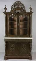 Baroque Revival Carved Rosewood Bookcase Cabinet