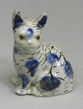 Staffordshire White Saltglaze Stoneware Solid Agate Model of a Cat