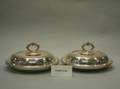Pair of English Electroplated Covered Serving Dishes and a Hot Water Jug
