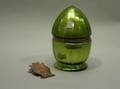 Bohemian Eggshaped Green Glass Container and a Silver Overlaid Copper Paper Clip