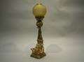 Art Deco Giltmetal Figural Table Lamp with Amber Press Glass Shade