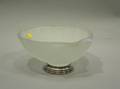 Art Moderne Silvered Metal Mounted Frosted Glass Shellform Compote