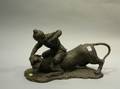 Bronze Figure of a Burmese Man and Tiger Wrestling
