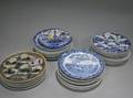 Collection of Approximately Fortyfive Blue and White Transfer Decorated Ceramic Souvenir Plates