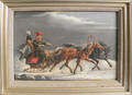 Russian oil on board troika scene