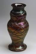 Threaded Iridescent Art Glass Vase
