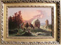 Canton oil on canvas landscape with gypsies