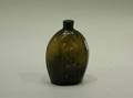 Olive Green Molded Success to Rail Road Glass Flask