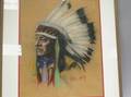 Pastel of an Indian Chief in a Wrought Iron Frame