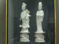 Pair of Blanc de Chine Porcelain Figures in a Wooden Shadowbox