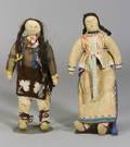 Pair of Eastern Plains Beaded Cloth and Hide Dolls
