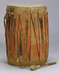 Southwest Polychrome Wood and Hide Drum