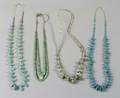 Four Southwest Shell and Turquoise Nugget Necklaces