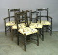 Assorted set of six French oak dining chairs