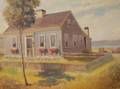 Framed Oil Cape Cod Cottage Scene