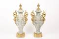 Pair of Dore Bronze  Marble Cassolettes