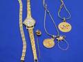 Womans Omega Wristwatch Bracelet Stickpin Pendant and Brooch