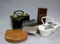 Six Plastic and Leather Ladys Purses and a Compact