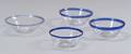 Four Colorless FreeBlown Glass Bowls with Applied Cobalt Bands