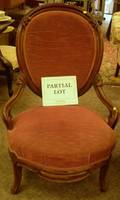 Two Victorian Rococo Revival Upholstered Walnut Parlor Chairs