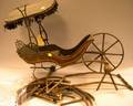 19th Century Paint Decorated and Iron Mounted Wooden Doll Carriage