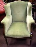 Regencystyle Green Velvet Upholstered Mahogany Armchair